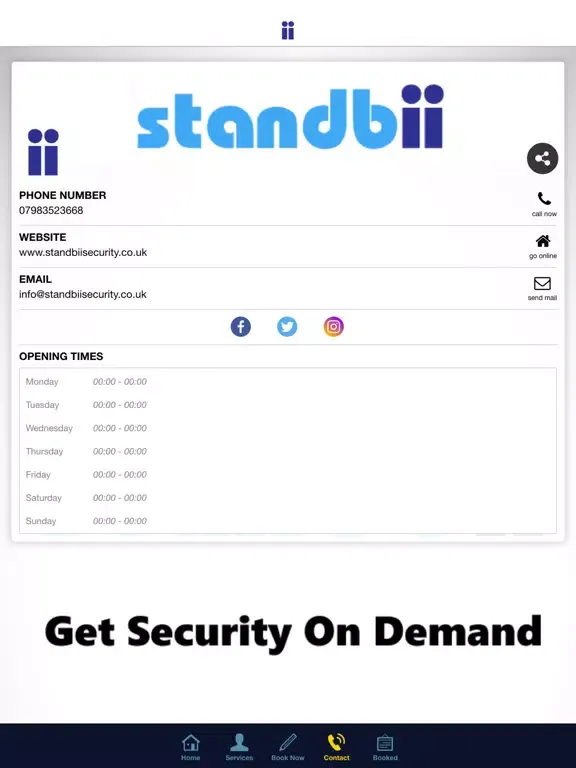 Standbii Security App iPad  스크린샷