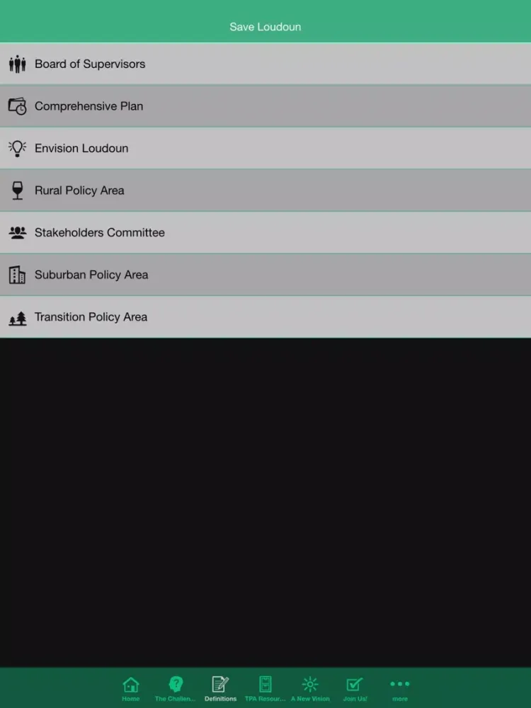 Capturas de tela do Save Loudoun iPad 