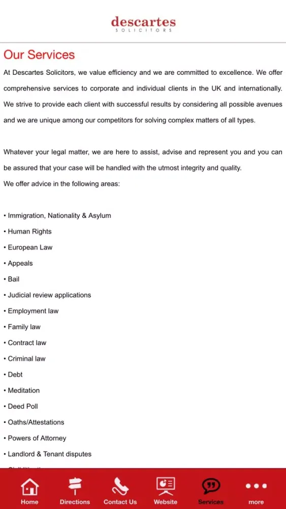 Descartes Solicitors Screenshots