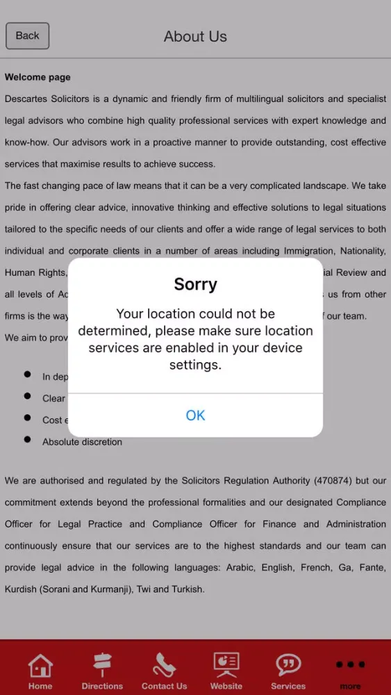 Descartes Solicitors Screenshots