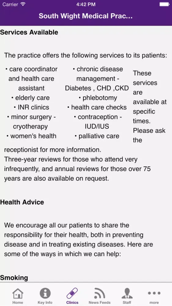 Zrzuty ekranu South Wight Medical Practice
