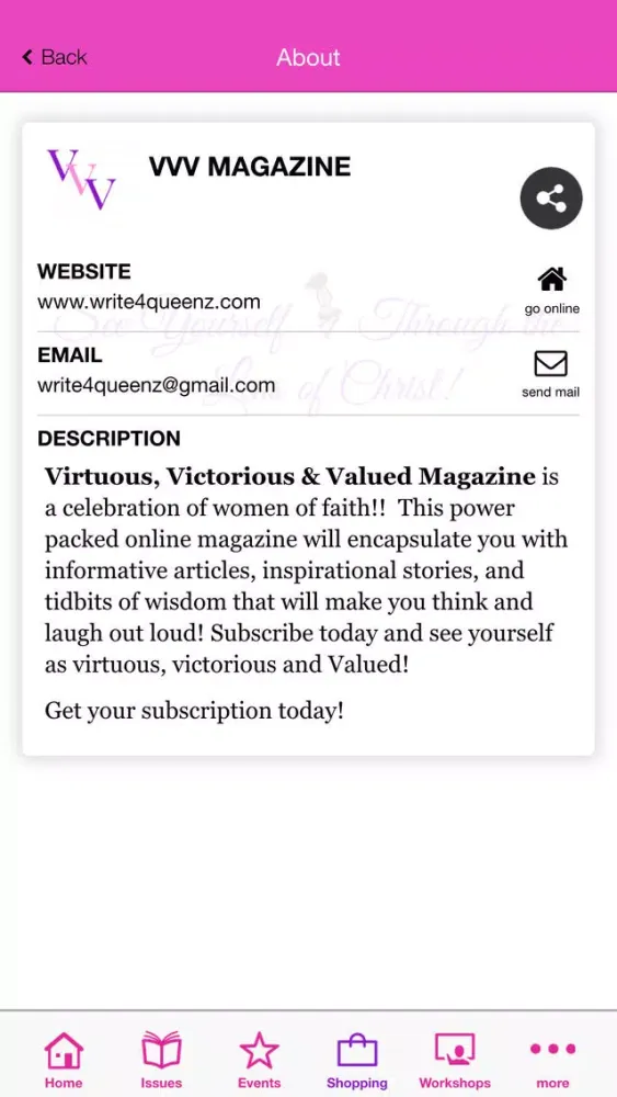 Zrzuty ekranu Virtuous Victorious & Valued Magazine