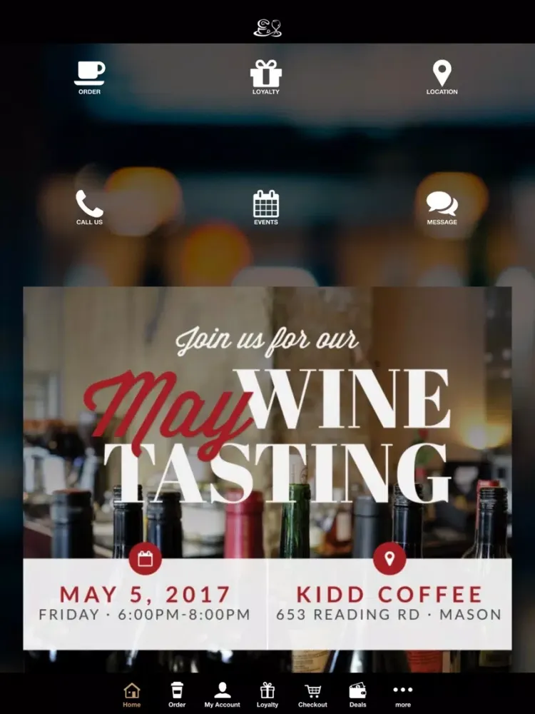 Kidd Coffee & Wine Bar Mason iPad 应用截图