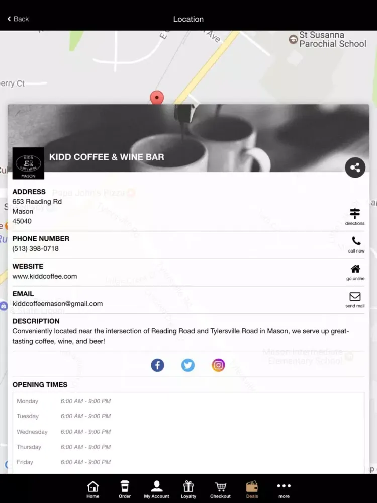 Kidd Coffee & Wine Bar Mason iPad 应用截图