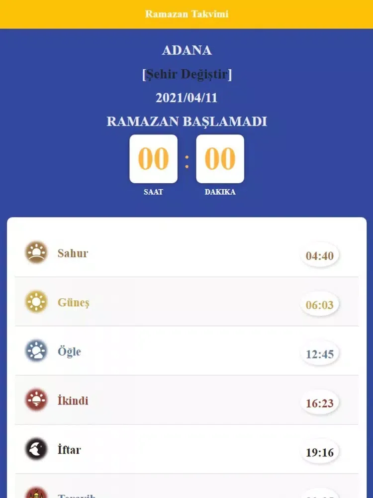 Tangkapan skrin Ramazan Takvimi iPad 