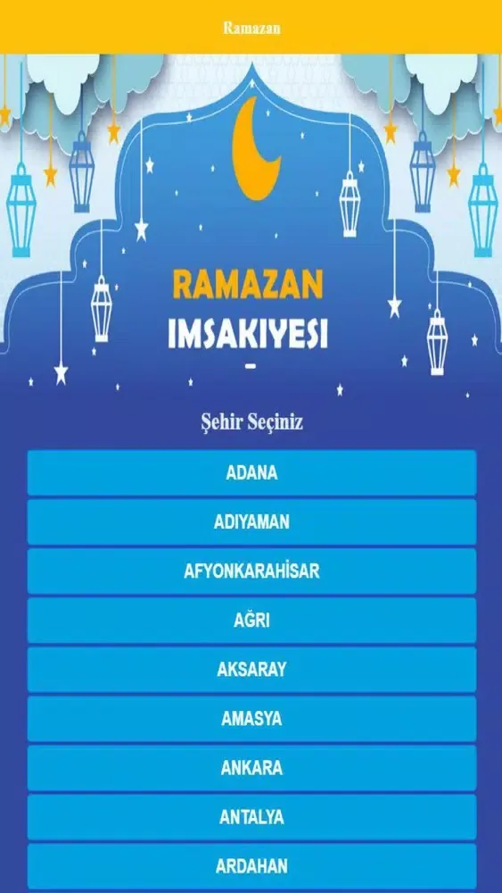Tangkapan skrin Ramazan Takvimi