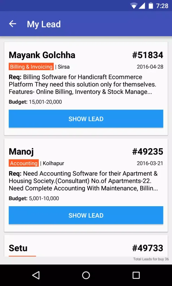 SoftwareSuggest Vendors App Screenshots