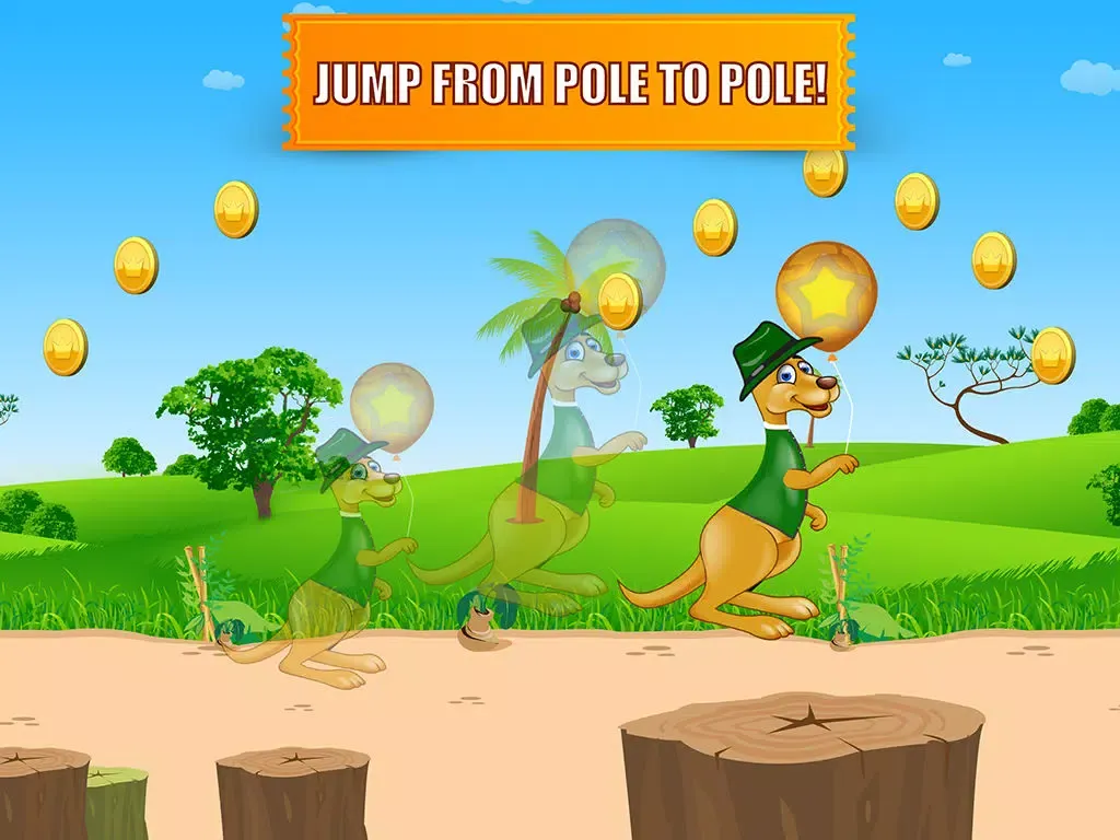 تصاویر Happy Kangaroo Jump Free - Bounce on Poles and Collect Coins iPad 