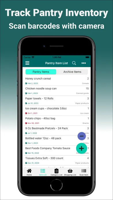 Capturas de tela do My Pantry Tracker