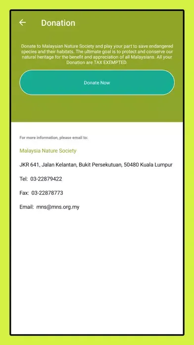 Malaysian Nature Society Screenshots