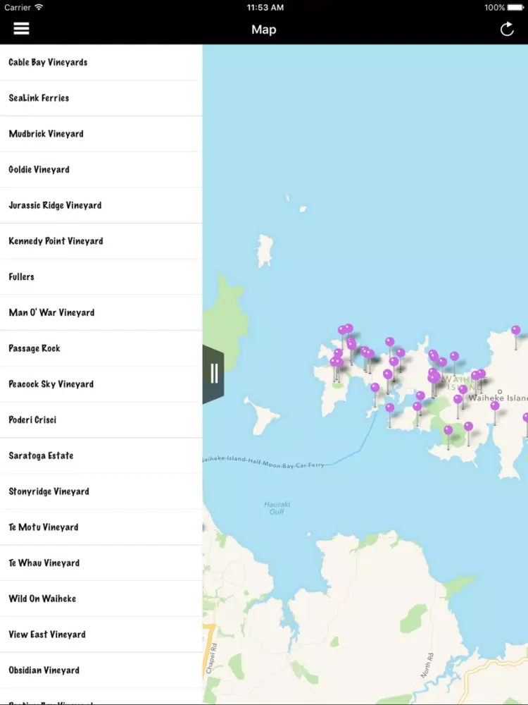 Waiheke iPad 應用截圖