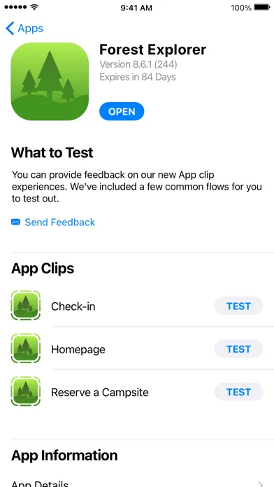 Screenshot di TestFlight