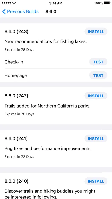 Screenshot di TestFlight