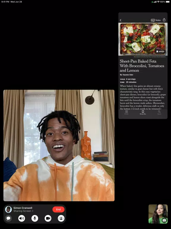 ภาพหน้าจอของ FaceTime iPad 
