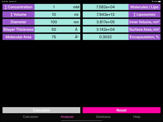 Liposome Calculator iPad  Ekran Görüntüleri