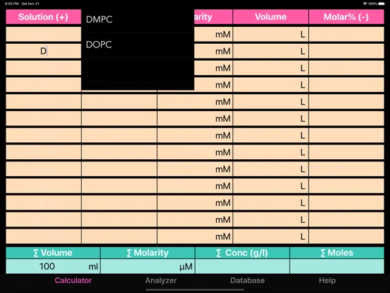 Liposome Calculator iPad  Ekran Görüntüleri