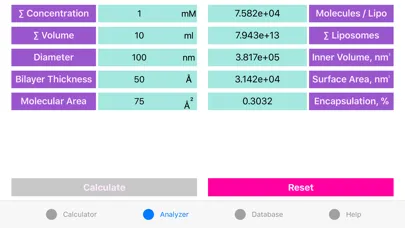 Liposome Calculator Ekran Görüntüleri