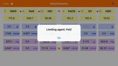 Tangkapan skrin Stoichiometry