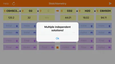 Tangkapan skrin Stoichiometry