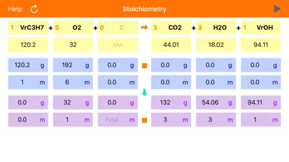 Tangkapan skrin Stoichiometry
