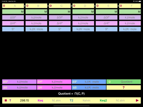 Reaction Thermodynamics iPad  Screenshots