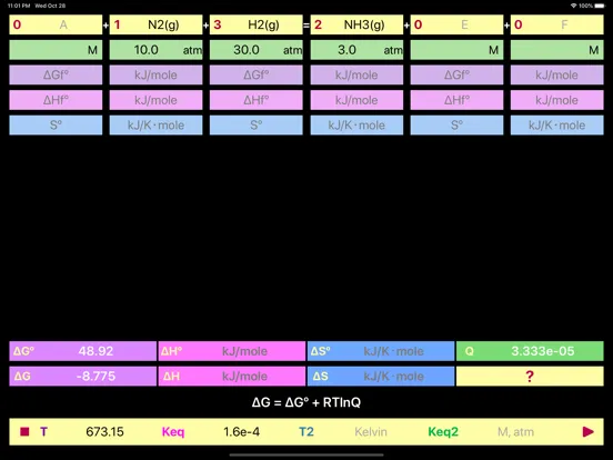 Reaction Thermodynamics iPad  Screenshots