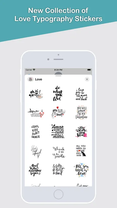 Tangkapan skrin Love Typography Stickers
