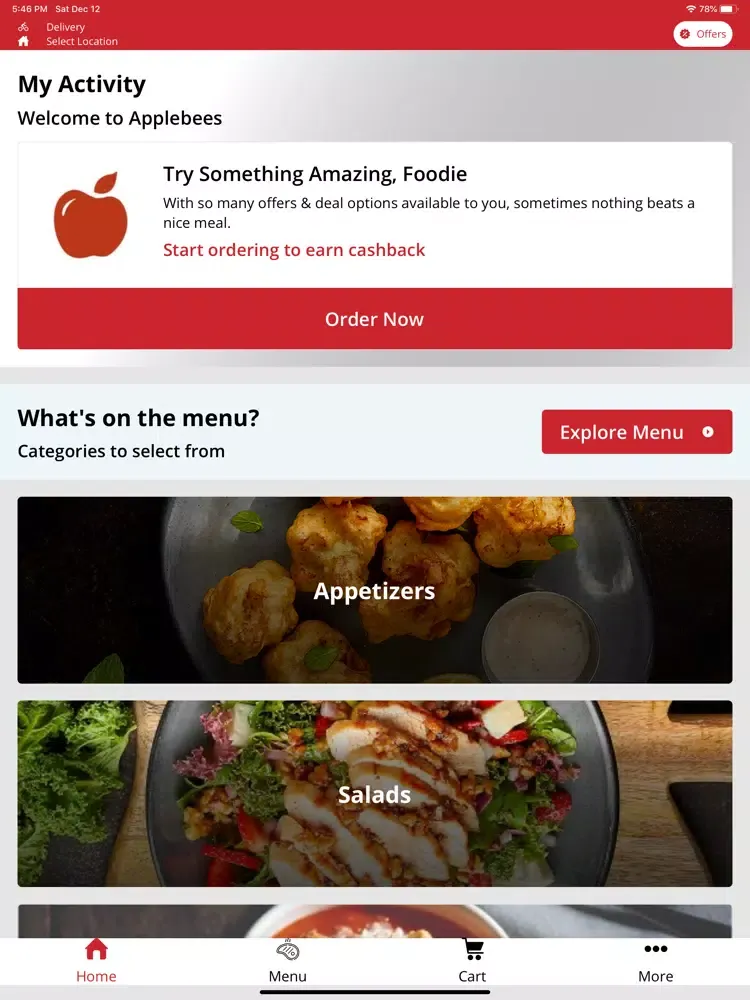 Скриншоты Applebee's iPad 