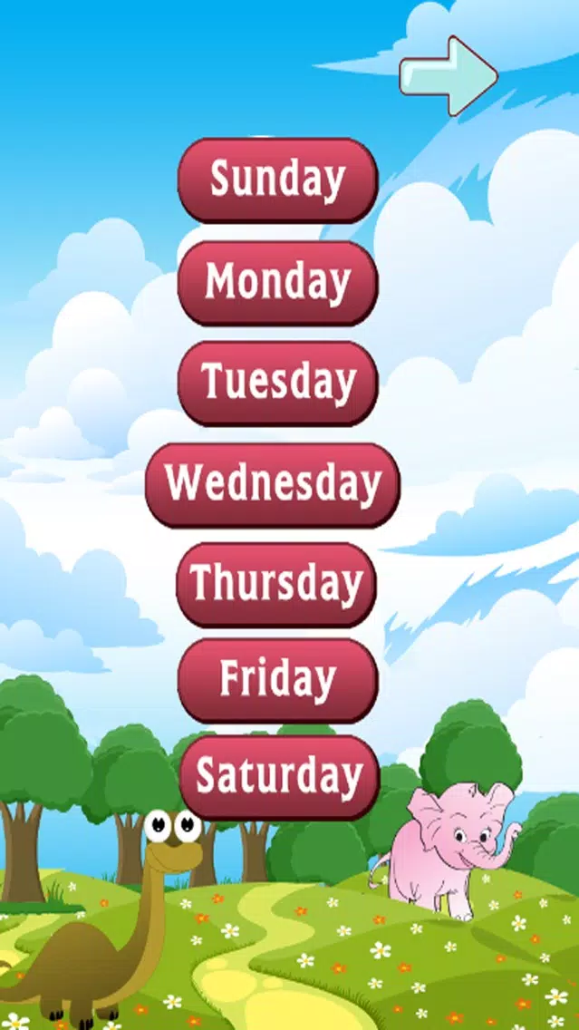 Learn English : Vocabulary : free learning Education games for kids : Days : Screenshots