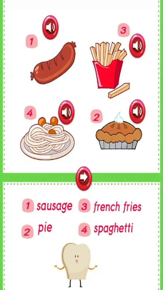 Foods Learn English : Education game for Kids স্ক্রিনশট