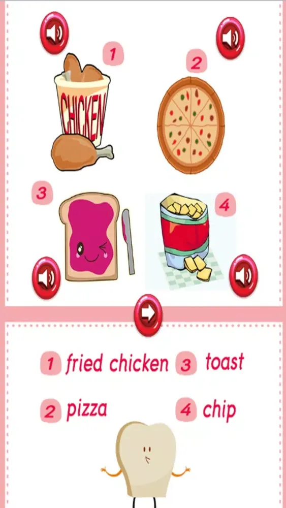 Foods Learn English : Education game for Kids স্ক্রিনশট