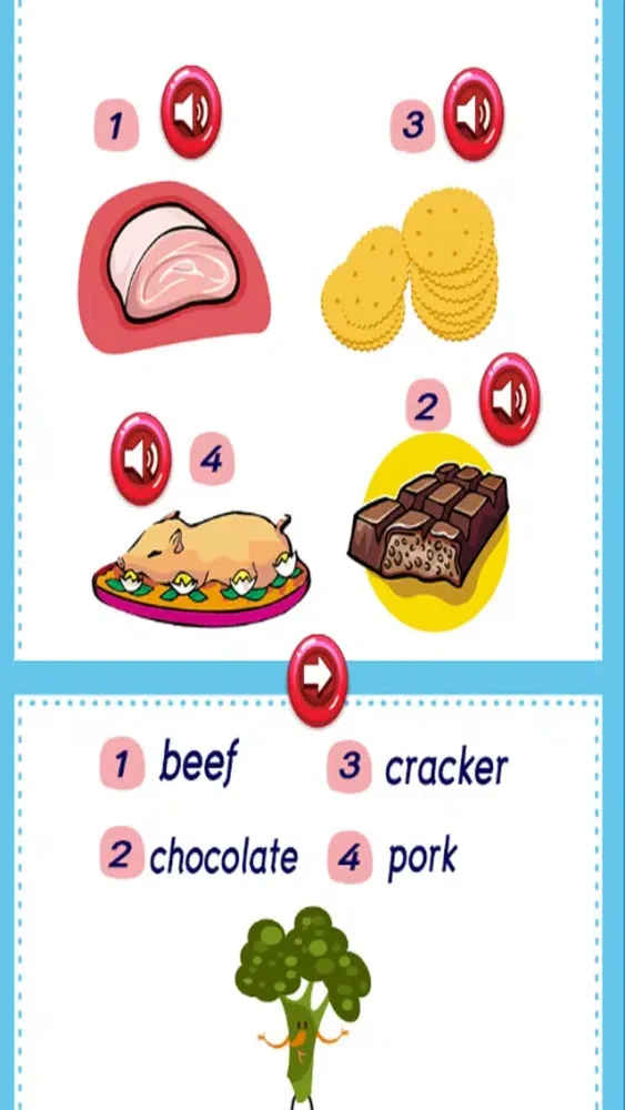 Foods Learn English : Education game for Kids স্ক্রিনশট