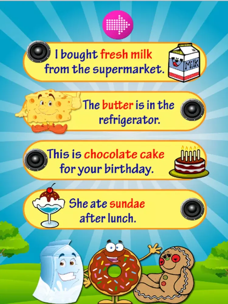 Скриншоты Learn English : Vocabulary - basic : free learning Education games for kids : foods : iPad 