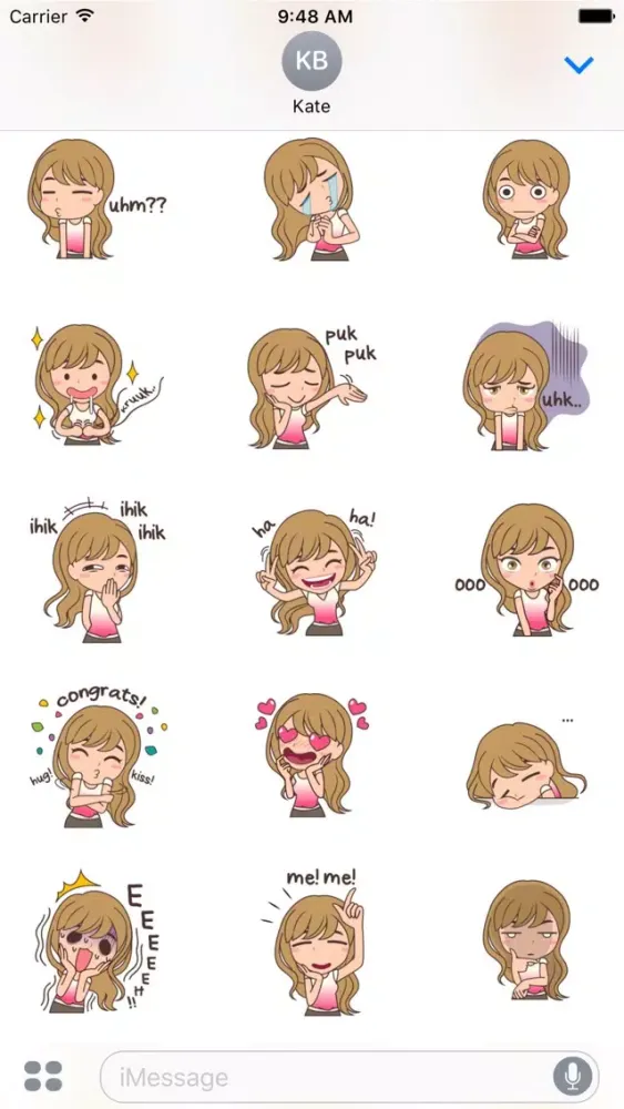 Screenshot di Cheerful Girl Sticker for iMessage by AMSTICKERS