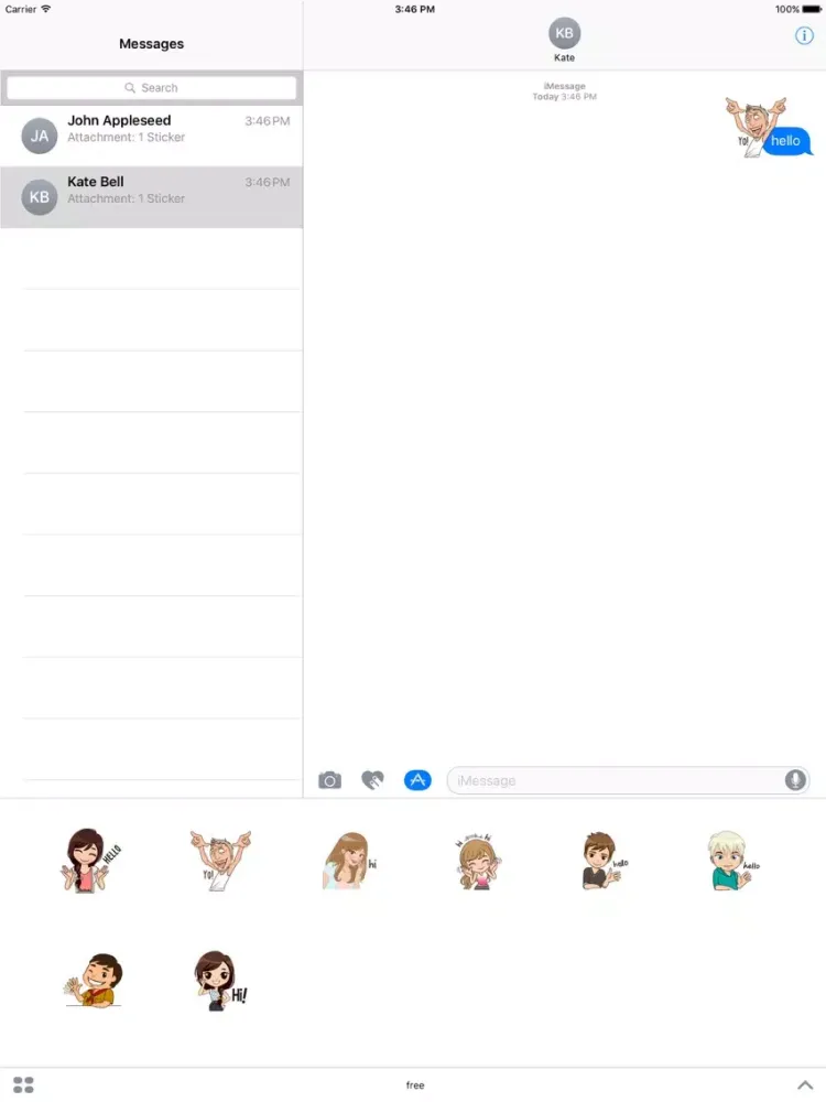 Free Hello Sticker for iMessage iPad  Screenshots