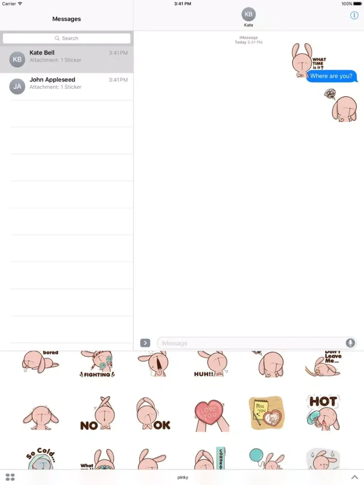 Capturas de tela do Pinky Rabbit Sticker iPad 