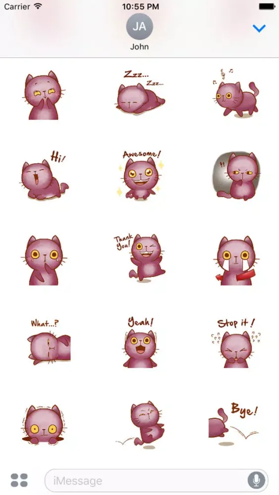 Скриншоты Violet Kitten for iMessage by AMSTICKERS