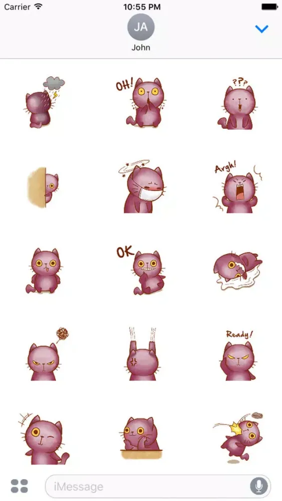 Скриншоты Violet Kitten for iMessage by AMSTICKERS