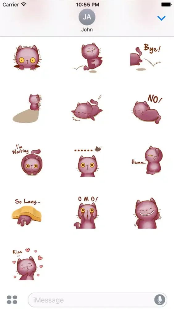 Скриншоты Violet Kitten for iMessage by AMSTICKERS