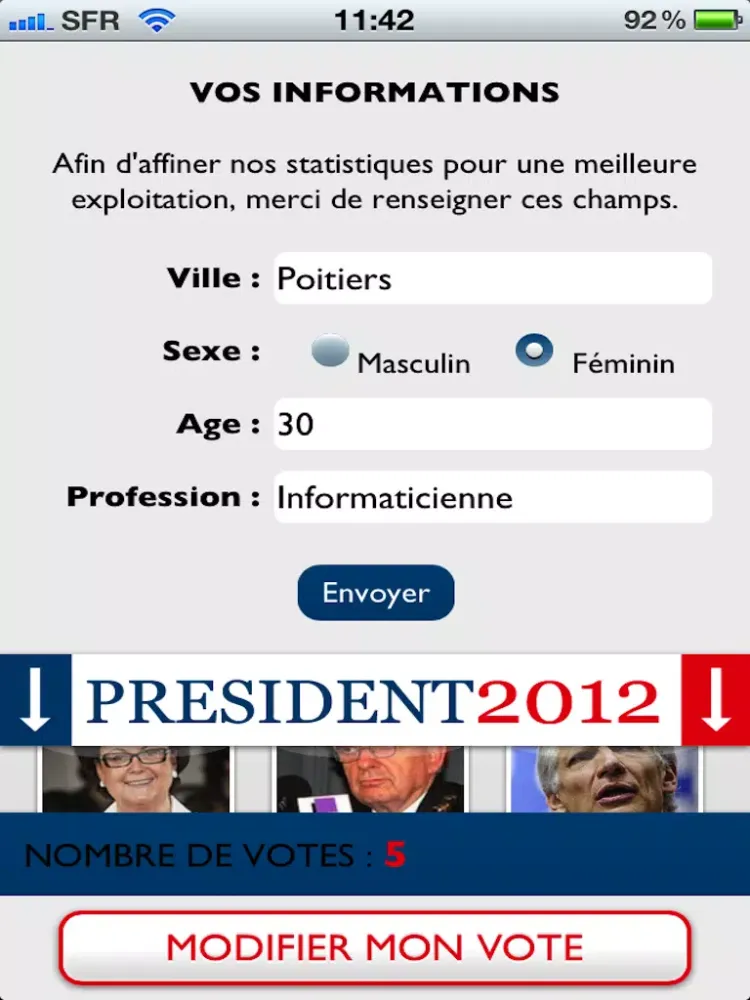 Ảnh chụp màn hình của Président 2012 iPad 