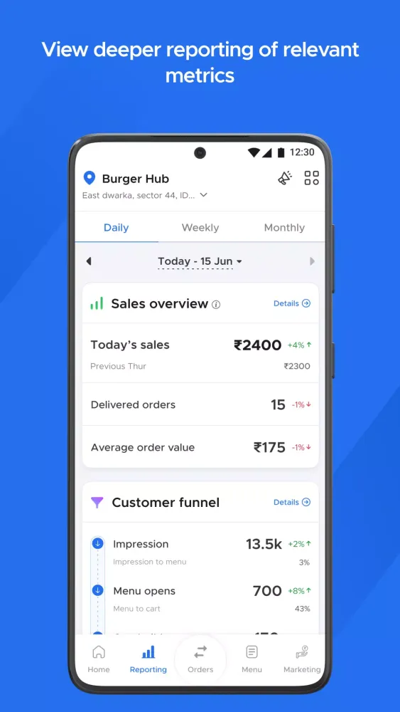 Ảnh chụp màn hình của Zomato Restaurant Partner