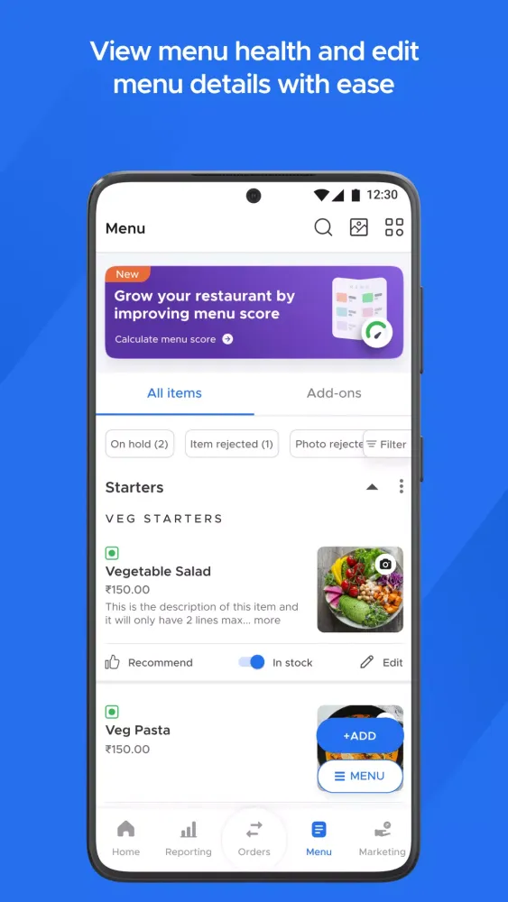 Ảnh chụp màn hình của Zomato Restaurant Partner