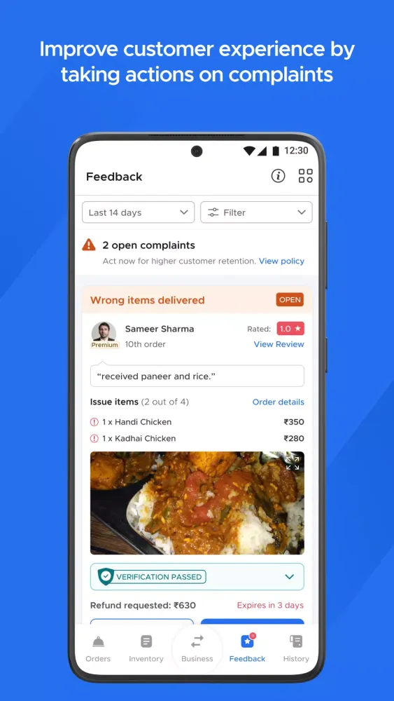 Ảnh chụp màn hình của Zomato Restaurant Partner