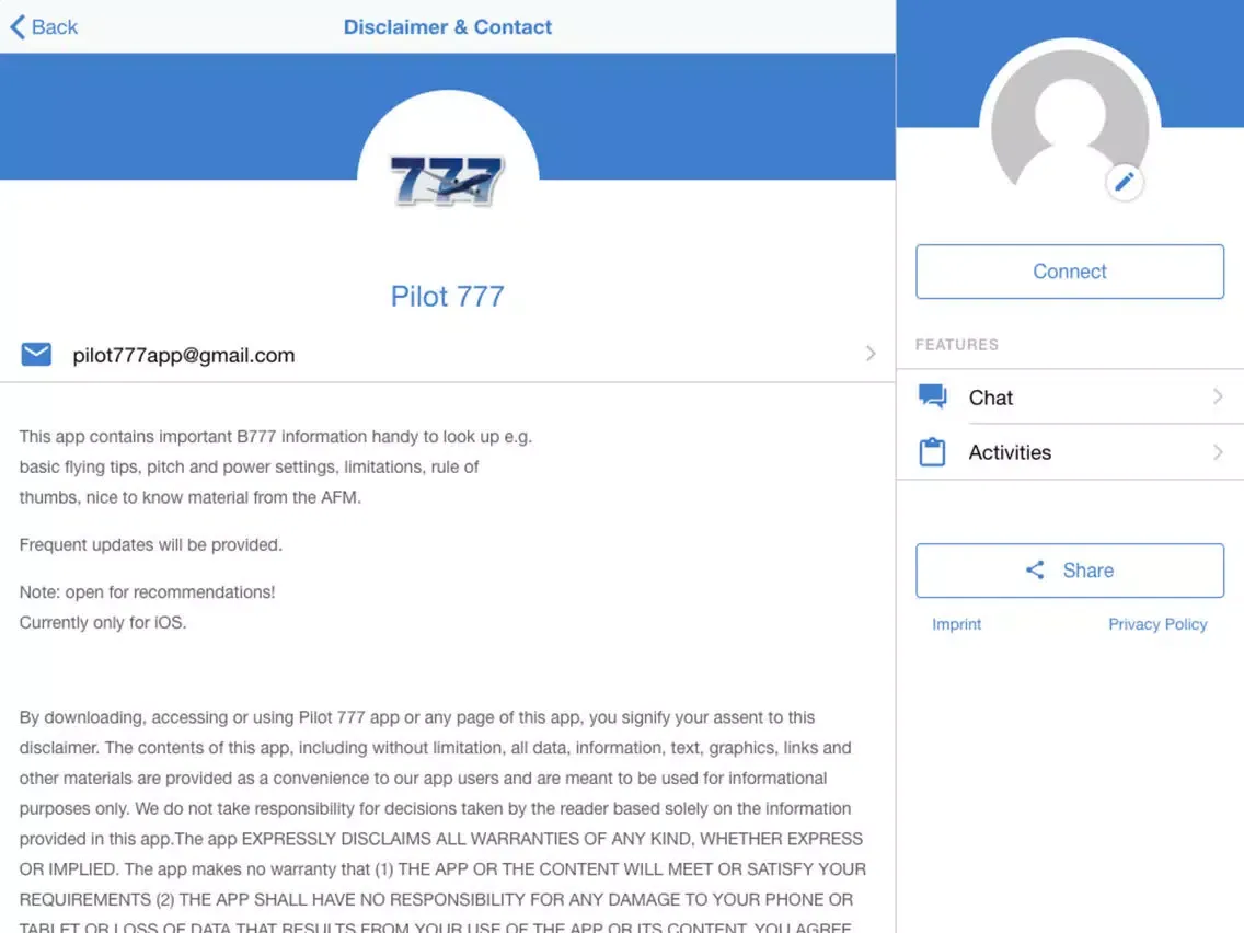 Pilot B777 iPad  Ekran Görüntüleri