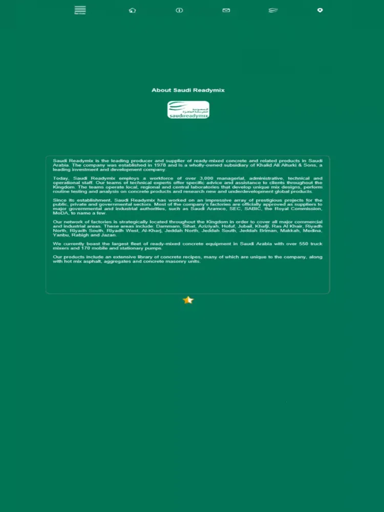 Customer App for Saudi Readymix Concrete Co. Ltd. iPad  Screenshots