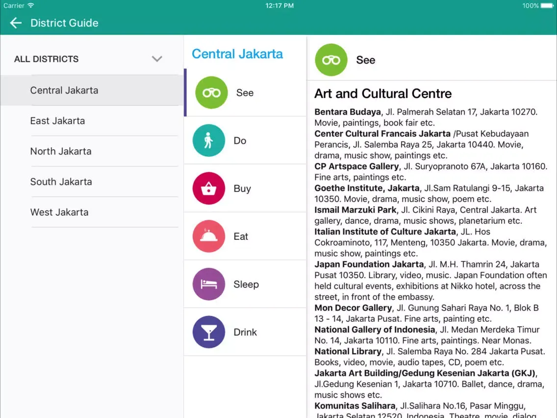 Jakarta Travel - Pangea Guides iPad 应用截图