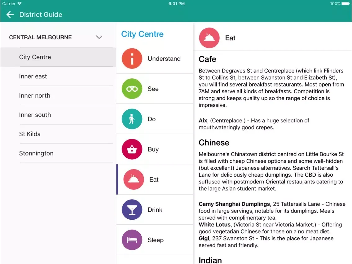 ภาพหน้าจอของ Melbourne Travel Pangea Guides iPad 