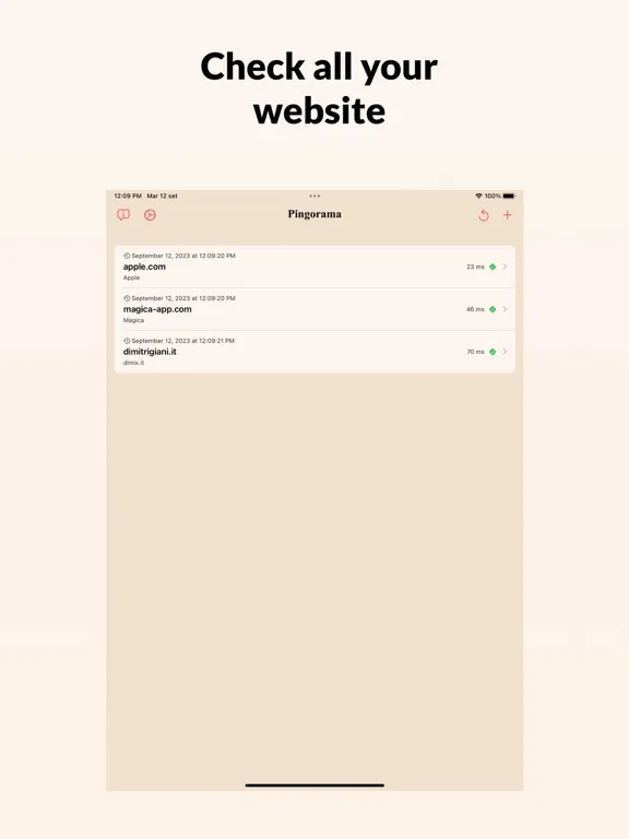 Pingorama: Ping website iPad 应用截图