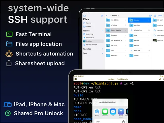 SSH Files – Secure ShellFish iPad  Screenshots