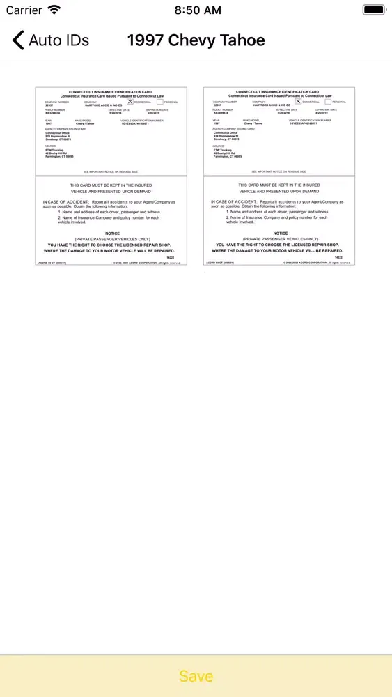 HAL Insurance - My Account Screenshots